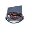 BOLSO CON SOLAPA Y PARCHE FLORAL (AZUL)