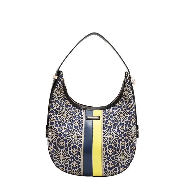Bolso Hobo de Cuero Vegano con Recorte Láser y Diseño Geométrico